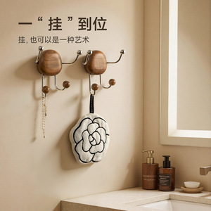 Walnut Wood Vintage <b>Coat</b> Hooks Suction Cup No Drill Easy Installation Home Use Hat And <b>Robe</b> Hanger - Product Image 1