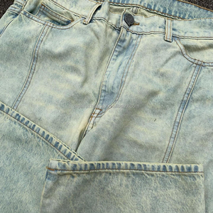 Fringuello in cotone Vintage Wash in Denim grandi tasche <span class=keywords><strong>laterali</strong></span> tasche posteriori con Logo fuso con bottone ampio Cargo <span class=keywords><strong>Jeans</strong></span> da uomo - Product Image 3