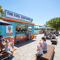 Kiosque alimentaire préfabriqué en conteneur, kiosque à crème glacée en conteneur, bar à desserts portable, stand de yogourt glacé, installation en plein air pour parc