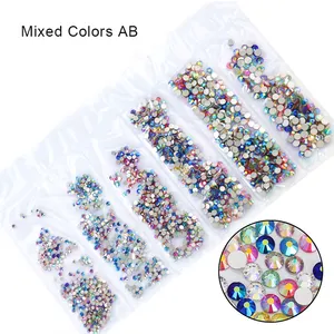 Factory direct sales bling colorful non hotfix ab nail art supplies crystal stone flatback rhinestone