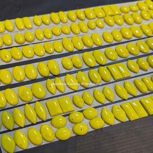 Pares combinados de cristal de escoria de Rosarita amarilla de alta calidad, ideales para conjuntos de joyería de pendientes y joyería de piedras sueltas combinadas - Product Image 1