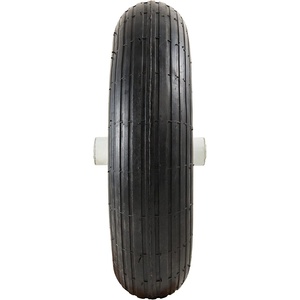 Roue de <span class=keywords><strong>brouette</strong></span> pneumatique Hanak 6 pouces, moyeu 5/8 pouces, roulement à billes, bande de roulement nervurée en polyuréthane, pneumatique, 480/400-8, roue complète de 16 pouces - Product Image 2