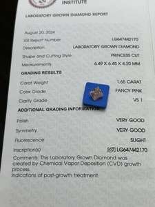 Atacado 1.65ct Princesa Corte VVS Claridade Diamantes Soltos IGI Certificado CVD Lab Crescido Fantasia Cor Rosa 1-4ct Jóias - Product Image 2