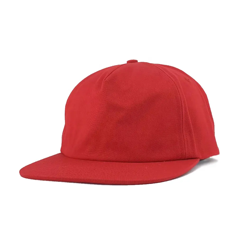 Plain Five Panel Cap Plane cappello da Golf in cotone rosso di alta qualità Snap Back berretto da Baseball non strutturato Snapback Dad Hat Logo personalizzato
