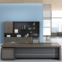 Nouveau bureau de direction moderne minimaliste en forme de L avec armoire latérale, modèle de panneau de luxe léger, grand bureau de direction, vente en gros Foshan
