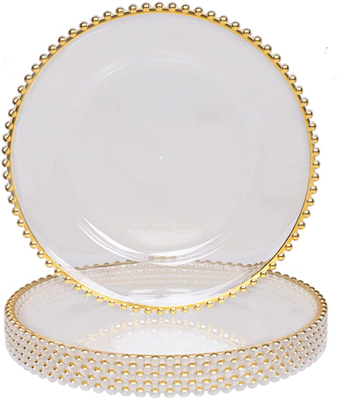 Antique Mercury Glass Charger Plates In Rose Gold - TYLOR'S