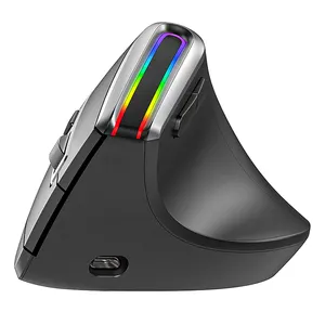 COUSO Meilleures ventes de souris ergonomique sans fil RVB rétroéclairée double mode BT3.0 BT5.0 souris verticale rechargeable pour ordinateur Bluetooth