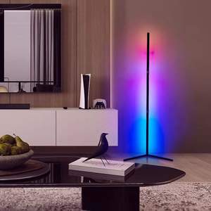 Lampade da Terra Nordiche Verticali Design Moderno Vintage <span class=keywords><strong>Luce</strong></span> Halo RGB da Terra Lampada da Soggiorno a LED Intelligente con Treppiede - Product Image 2