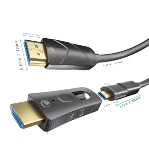 超薄HDMI光纤电缆4k @ 60Hz 48gbps柔性深灰色20m 30m 50m HDMI AOC电缆