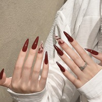 Design #2097 Long Serpent Rouge Fait Main Nail Art Acrylique de Luxe Marque Privée de Haute Qualité Press On Nails