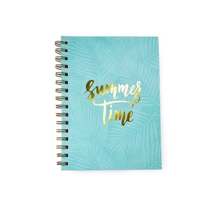 LOW MOQ factory price Wholesale New Kawaii simple Europe style spiral binding weekly monthly green A5 size notebook for Adult