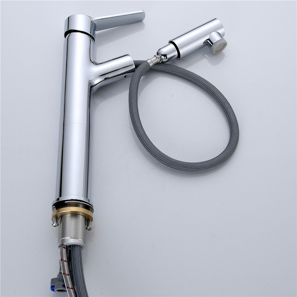 Luxury Pull Out hot water chrome brass bathroom basin faucets