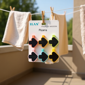 Épingles à linge en bois Ilan avec mini tableau noir 3,5 cm, lot de 6, pour vêtements - Product Image 2