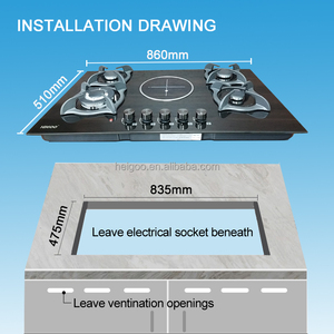Electrodomésticos de Cocina de Encimera Integrada Estufa Híbrida de 5 Quemadores 4 de Gas y 1 Placa Eléctrica de Inducción Infrarroja Vitrocerámica - Product Image 5