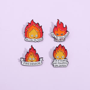かわいいアニメ炎エナメルラペルピン漫画バッジピン火と言葉キャストテクニック - Product Image 1
