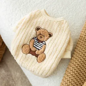 Hippie Dog Striped Teddy Bear Embroidered Sweater Dogs Pet Clothes Clothing Winter Clothes