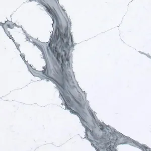 High Quality Engineered White Artificial Quartz Stone Countertop White and Light Blue veins Quartz Stone slabs