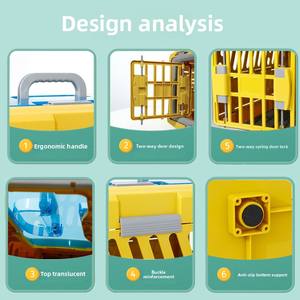 Boîte de transport pour animaux de compagnie portable, respirante, écologique, grande capacité, <span class=keywords><strong>cage</strong></span> en plastique pour animaux de compagnie, poignée pliable, bouton, transport aérien - Product Image 2