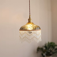 Lampe suspendue en verre et laiton de style vintage français médiéval, style antique pour chambre à coucher, restaurant, bar, couloir, entrée