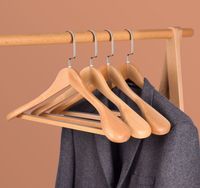Cintres de luxe en bois personnalisables avec logo pour costumes, manteaux et chemises, à épaules larges, pour usage professionnel et domestique