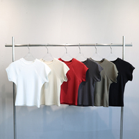 T-shirt slim fit pour femme, vêtements d'été, 260 GSM, crop top uni pour femme, design personnalisé