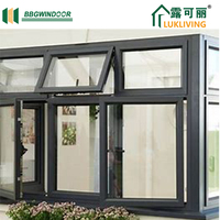 Ventana de Aluminio Francesa Moderna Lukliving con Apertura Vertical Abatible, Diseño Insonorizado, Color Marrón, Control Manual