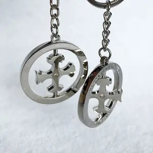 Thăng hoa xoay Keychains thăng hoa hai mặt kim loại vòng hình dạng Keychain thăng hoa Keychain