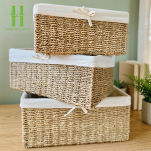 Garden Style Seagrass Storage <b>Basket</b> Home Decorative Christmas Decorations Gifts <b>Foldable</b> Laundry <b>Basket</b> Storage Box Bin OEM - Product Image 1