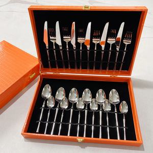 Juego de Cubiertos de Acero Inoxidable de 24 Piezas con Diseño de Cubo de Agua, Chapado en Oro, de Lujo, con Acabado Espejo, para Regalos Empresariales - Product Image 1