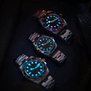 Đồng hồ cơ tự động dành cho nam với viền xoay màu đỏ và xanh lam Đồng hồ hiển thị thời gian kép bằng thép không gỉ - Product Image 5