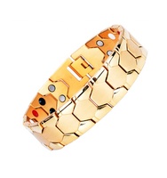 Pulsera de Energía Cuántica Terahertz, Joyería Biomagnética Chapada en Oro de 4000 Gauss, Acero Inoxidable 316L, Venta al Por Mayor
