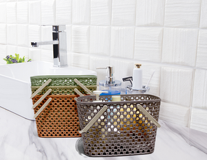 Panier de rangement rectangulaire en plastique portable de haute qualité, écologique, avec poignée, design moderne multifonctionnel pour la maison - Product Image 6