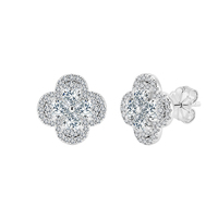 Boucles d'oreilles clous SMOE22 Trèfle à quatre feuilles en argent sterling 925 avec moissanite couleur D VVS, bijoux délicats et étincelants pour femmes