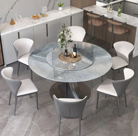 Ensemble de table et de chaises rondes en marbre naturel de luxe, imperméable, avec plateau en marbre, pour la maison et la restauration