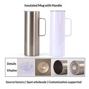 Tasse à café de bureau 20 oz avec isolation froide et poignée, mug à sublimation en acier inoxydable 304, tasse isotherme - Product Image 2