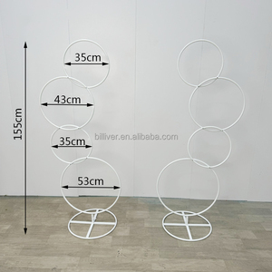 Blanc ou or <span class=keywords><strong>mariage</strong></span> forgé fleur artificielle support étagère murale anneau rond arc toile de fond arc rond décoration d'anniversaire - Product Image 3