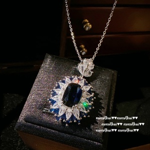 สร้อยคอไพลินทรงหางปลาเก๊กฮวยรูปหางปลาสีฟ้า18K แหวนเซอร์คอนน้ำตาลทะเลน้ำลึกสำหรับงานแต่งงาน - Product Image 6