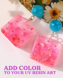 Kit de résine UV multicolore sans odeur pour la création de bijoux DIY : moules en silicone, pendentifs, boucles d'oreilles, bagues, porte-clés - Product Image 5