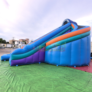 Toboggan aquatique géant gonflable pour enfants, avec piscine et glissière incurvée. - Product Image 3