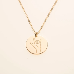 Collar con colgante de acero inoxidable para mujer, joyería de oro con grabado Simple, con símbolo de manos - Product Image 5