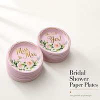 Assiettes en papier pour fête nuptiale, assiettes rondes jetables avec inscription dorée pour fête de mariage