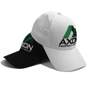 Alta calidad personalizado 6-Panel bordado Logo papá sombrero impermeable corte láser agujero Golf gorra de béisbol perforada