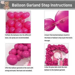 Palloncini rosa Kit ghirlanda di dimensioni diverse arco palloncino rosa per Baby Shower festa di compleanno decorazioni - Product Image 4