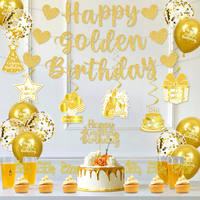 Dekorationen für die Goldene Geburtstagsfeier: Banner, Hängende Spiralen, Luftballons, Tortendekoration für Frauen, Männer, Mädchen, Jungen, Geburtstagsparty-Zubehör