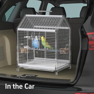 Cage à oiseaux de 20.5 pouces pour animaux de compagnie Cage à perroquet Cage à oiseaux portable dans la clinique pour animaux de compagnie de voiture pour petits oiseaux moyens - Product Image 2