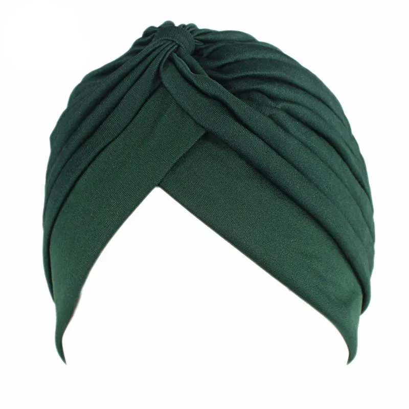 Women multi colors stretch polyester lady turban head cover twisted pleated head wrap accessories