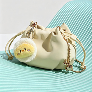 Sac bandoulière en cuir PU style nuage, sac à cordon de serrage au design original, sac fourre-tout décontracté pour femme - Product Image 5