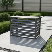 Cache-climatiseur mural moderne en aluminium de qualité marine, résistant aux intempéries, avec coque décorative à persiennes pour villa résidentielle
