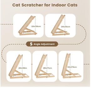 Grattoir à chat en sisal personnalisé de 31 pouces, planche à gratter pour chat en bois avec 5 hauteurs réglables, tapis en sisal, plateau à gratter incliné pour l'intérieur - Product Image 6
