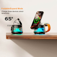Station de charge innovante AFY d'usine d'origine 5 en 1 pour téléphone, montre, écouteurs, haut-parleur avec lumière RGB, chargeur sans fil rapide pliable 15W
